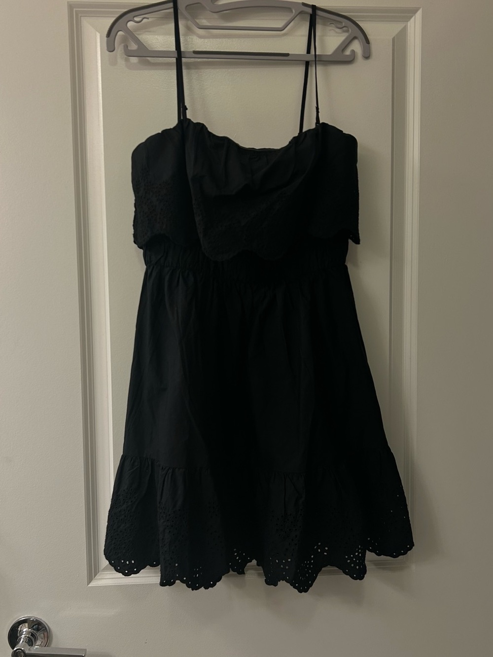 GAP Black Spaghetti Strap Eyelet Sundress w/ Removable Straps